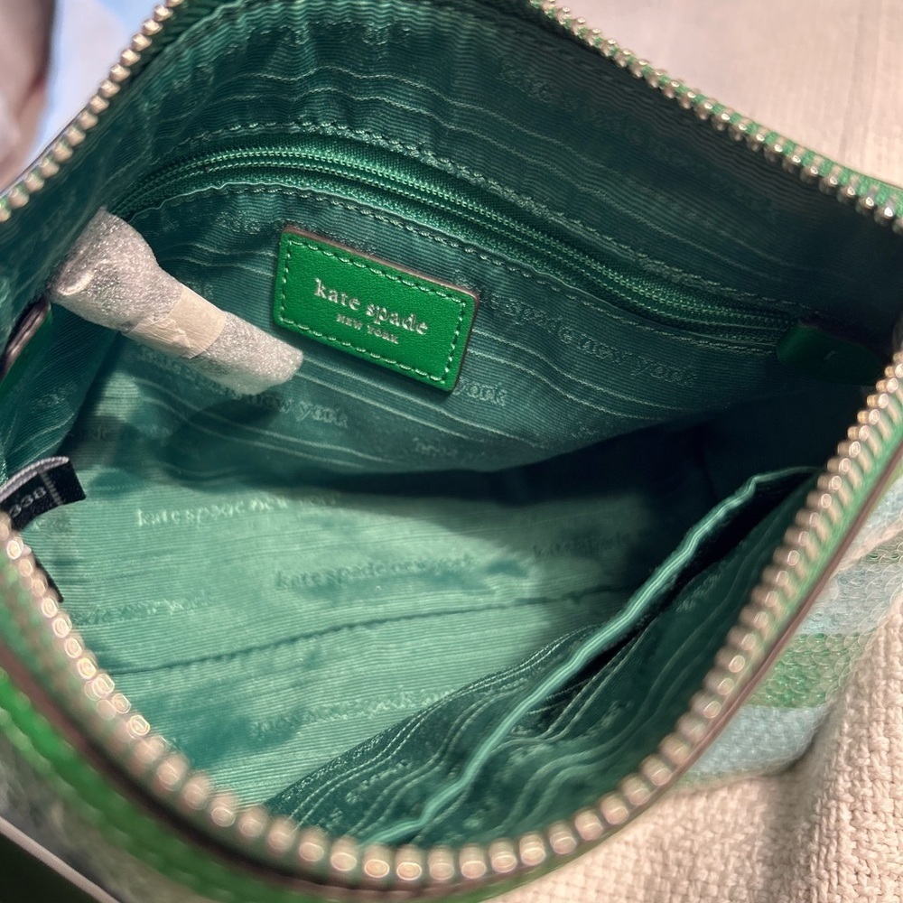 Kate Spade Green Striped Sequined Clutch/Wristlet - Picture 6 of 9